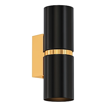Double Round Gold Wall Sconce 3D model image 1 