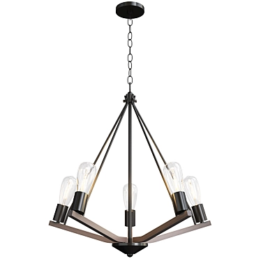 Farmhouse Chandelier in Black Oak 3D model image 1 