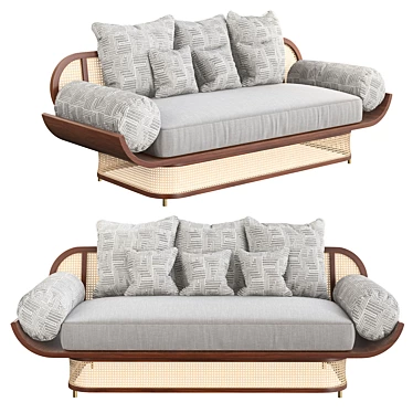 Majestic Rattan Sofa Model 3D model image 1 