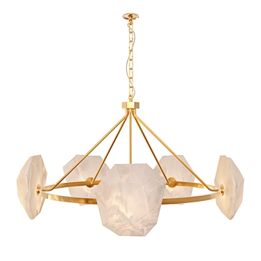 Alabaster & Brass Briolette Chandelier 3D model image 1 