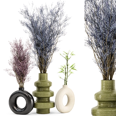 Concrete Pot Dry Plants Bouquet 3D model image 1 