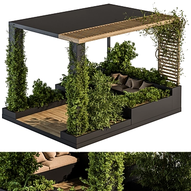 Pergola Roof Garden Furniture Set 3D model image 1 