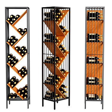 Modular Metal & Wood Wine Rack 3D model image 1 