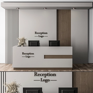 Modern Reception Desk Office Set 3D model image 1 