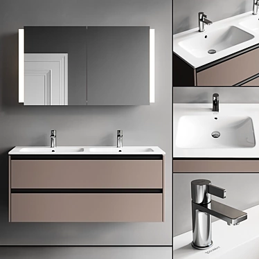 Modern Double Vanity Set Ketho.2 3D model image 1 