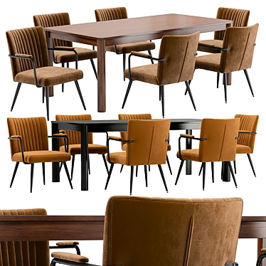 Modern Dining Set Ronda & Bergen 3D model image 1 