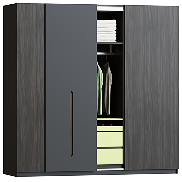 Modern Double Door Wardrobe 3D model image 1 