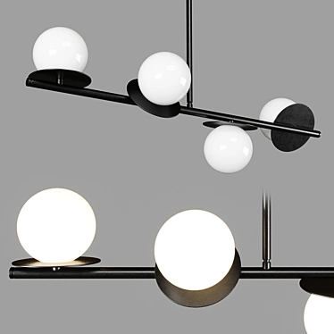 Sleek Opal Grey Ceiling Light 3D model image 1 