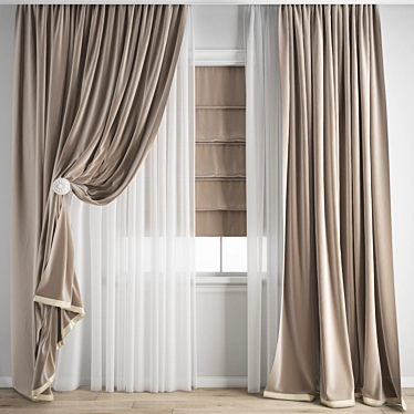 Detailed Curtain Model with Textures 3D model image 1 