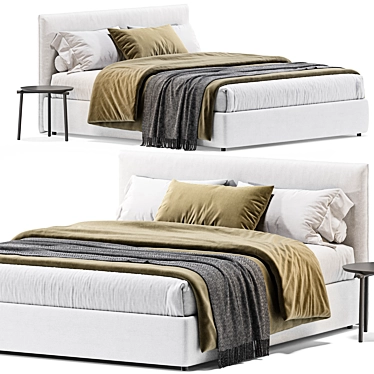 Modern Queen Bed Bolzan Gaya 3D model image 1 