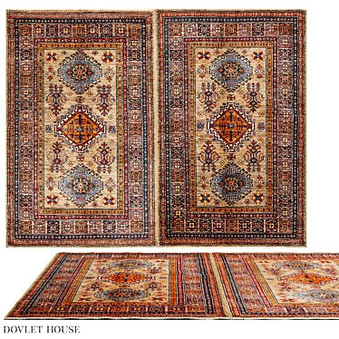 Kazakh Wool Rug, Pakistan Handwoven 3D model image 1 