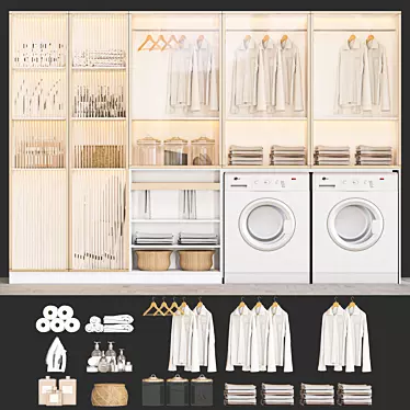 Organized Laundry Set 3D Models 3D model image 1 