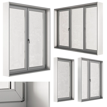 Contemporary White Window Set 08 3D model image 1 