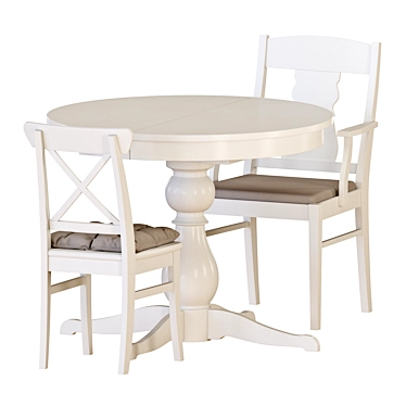 Elegant INGATORP Table Chairs Set 3D model image 1 