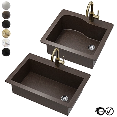 Granite Sink & Faucet Set 3D model image 1 