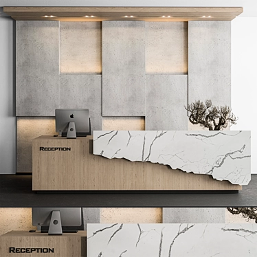 Office Set 314: Reception Desk & Wall Decor 3D model image 1 