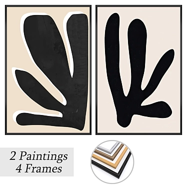 Wall Art Set with Frames 3D model image 1 