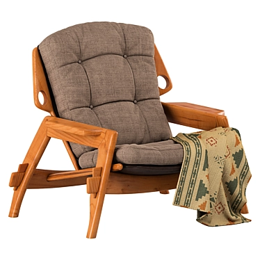  Elegant Fabric and Wood Armchair 3D model image 1 