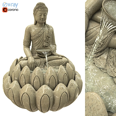 Lotus Buddha Fountain Sculpture 3D model image 1 