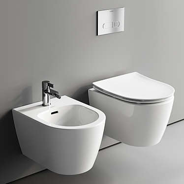 Soleil Wall-Hung WC & Bidet 3D model image 1 