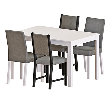 Modern Dining Set with Chairs 3D model image 1 