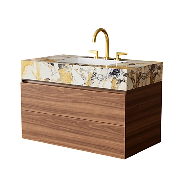 Evoline Caneletto Walnut Vanity with Stoneware Sink 3D model image 1 