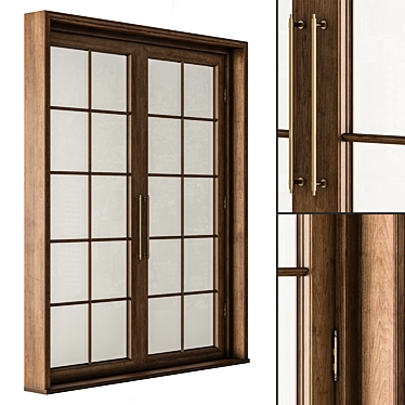 Neo Classic Glass Wood Doors 3D model image 1 