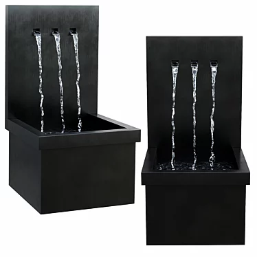 Sleek Steel Wall Water Feature 3D model image 1 