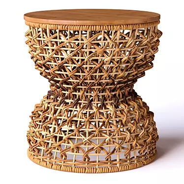 Elegant Teak Ottoman Stool 3D model image 1 