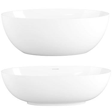Modern White Stone Curved Baths 3D model image 1 