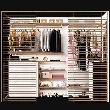 Modern 3-Door Wardrobe with TurboSmooth 3D model image 1 