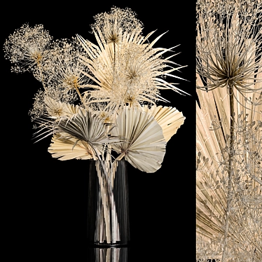 Bouquet 240. Dried flower, luxury decor, twigs, vase, hogweed, twigs, dry palm leaf, dry, stabilized, painted, Bouquet of bleached dry flowers