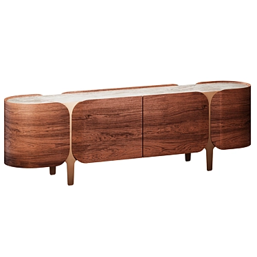 Enne Boji Sideboard: Brass & Travertine 3D model image 1 