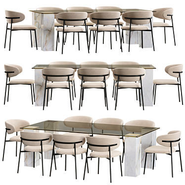 Modern Minimalist Oleandro Dining Set 3D model image 1 