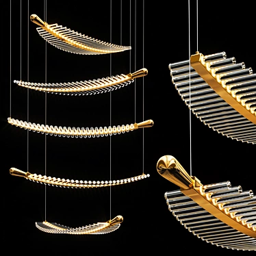 Elegant Feather Spiral Chandelier 3D model image 1 