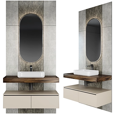 Illuminated Mirror Bathroom Vanity Set 3D model image 1 