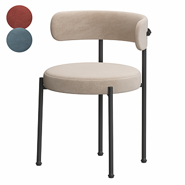 Ivory Boucle Dining Chair, Contemporary 3D model image 1 