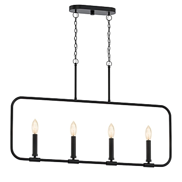 Industrial Matte Black Linear Chandelier 3D model image 1 