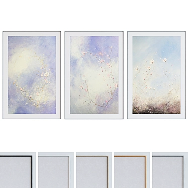 Modern Floral Picture Frame Set 3D model image 1 