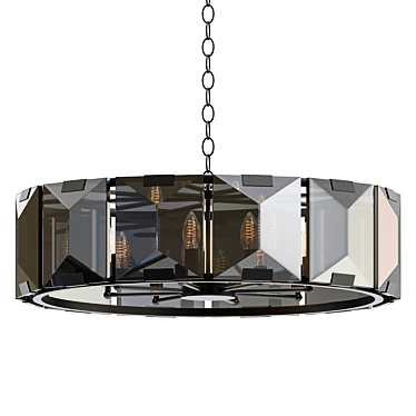 Rustic Crystal Bronze Chandelier Drum 3D model image 1 