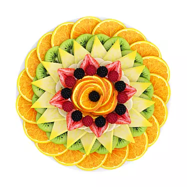 Colorful Fruit Plate 3D Model 3D model image 1 