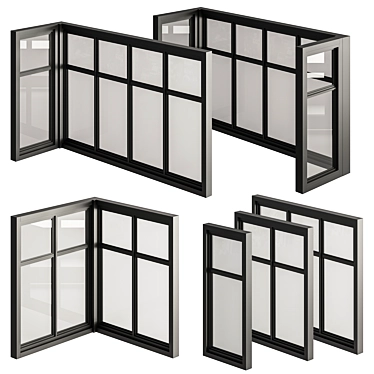  Modern Black Window Set 12 3D model image 1 