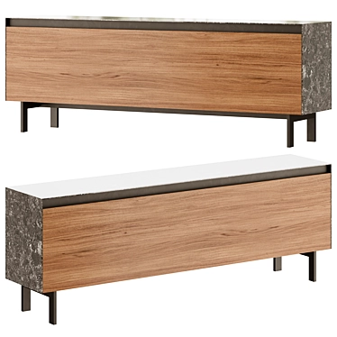 Modern Glass and Wood Sideboard 3D model image 1 