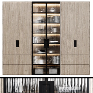 Modern Style Wardrobes with Glass Doors 3D model image 1 