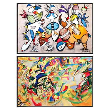 Dual Painting Set with Multiple Frames 3D model image 1 