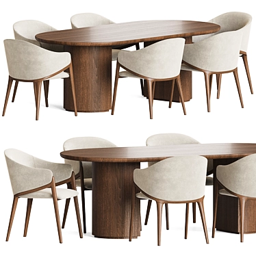 Elegant Chair and Table Set 3D model image 1 