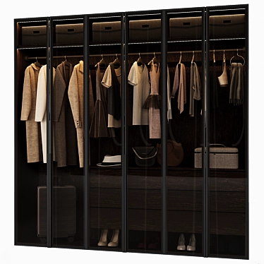 Modern Glass Wardrobe Composition 3D model image 1 