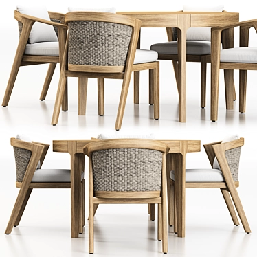 Luxury Teak Dining Set 3D model image 1 