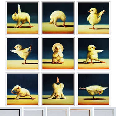 Yoga Chick Picture Frame Set 3D model image 1 