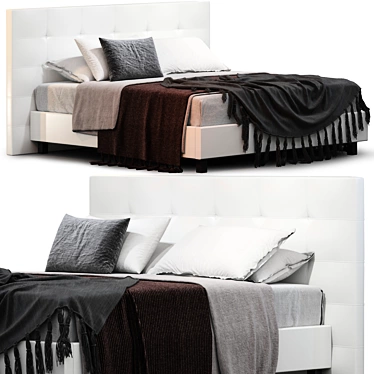 Eco-Leather Storage Bed: Modern Design 3D model image 1 